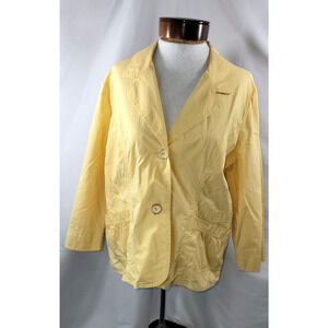 Chico's Size 2 Sunshine Yellow 2 Button Notched Collar Pockets Blazer Jacket